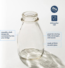 16 Oz Glass Milk Bottle with Lid and Pour Spout – Small Glass Creamer Contain... picture