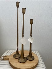 SALE NWOT Hobby Lobby Gold Bronze Iron Tall Taper Candle Holders Set of 3 picture