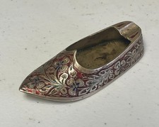 Made in India Metal Shoe-Shaped Floral Design  Ashtray Collectible picture