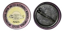 April 1937 Tin Pinback INTERNATIONAL UNION - UNITED AUTOMOBILE WORKERS (UAW) picture