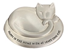 SACCHI Kitty Paperweight Figurine Metal Happy Is The Home With At Least One Cat picture