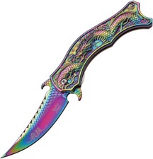 Dark Side Folding Knife Fantasy Rainbow Titanium Dragon 4.5