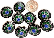 5PC Vintage Antiqued Gemstone Metal Shank Buttons Clothes Cardigan Sewing 17mm picture