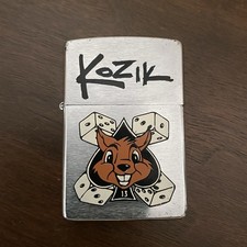 Vtg RETIRED Frank Kozik-Artist-Lucky Gambling Squirrel w/Dice Zippo Fired 8/95 picture