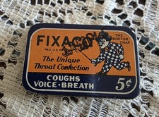 VINTAGE TIN BOX FIXACO FOR COUGHS VOICE BREATH 5 CENTS picture