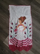Vintage Athenas Doll Embroidery Crochet Dress Kitchen Tea Towel 28