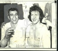 1973 Press Photo Soccer - Ed Giacomin & Steve Vickers of New York Rangers picture