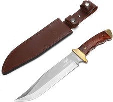 Mossy Oak 14-Inch Bowie Knife, Full-Tang Fixed Blade, Wood Handle, Leather Sheat picture