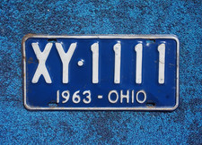 1963 Ohio License Plate picture