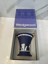 Dark Blue Wedgwood Portland Jasperware Posy Pot Vase 3 7/8