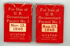 2 1945 & 1946 WWII US Government Red Cross Pinocle Playing Card Decks picture