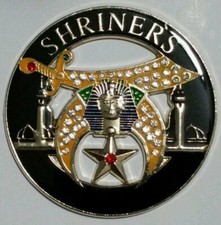 New Shriners Jeweled Cut-Out Car Emblem in Black picture