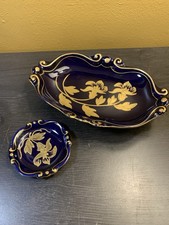 Vintage Set JLMENAU GRAF VON HENNEBERG PORZELLAN Echt Kobalt Dishes Trinket picture