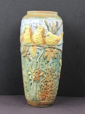 Antique RARE Weller Glendale Three Yellow Birds Vase Circa 1920's picture