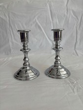 Vintage Doehler Jarvis Chrome Candlesticks Pair Art Deco Candle Holders 6 in picture