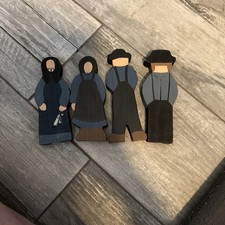 Vintage Hand Painted Wooden Amish Figurines  picture