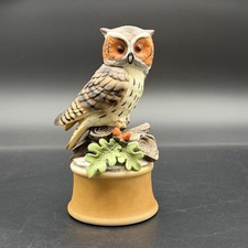 Vintage Shafford Japan Owl on Branch Porcelain Music Box Plays 
