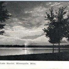 c1910s Minneapolis, MN Moonlight Lake Harriet Postcard Boating Night Scenic DB picture