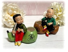 RARE Boy and Girl Oriental Asian Planters Rosetti Chicago Made in Occupied Japan picture