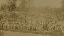 Vintage 1890s? Men Group Workers Build Work on Canal Nature Hat Cabinet Card picture