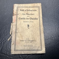 Book of Instructions City Directory Guide To Omaha 1924 Yellow Cab RARE VTG picture