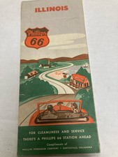 PHILLIP'S 66 ROAD MAP ILLINOIS Rare 1948 26