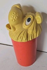 Vintage Fesco Circus Lion Kid's Plastic Trash Can Bin Red No Cracks  picture