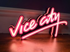 Vice City Inspired lit Sign GTA  Pink Led Sign for Bedroom Wall Decor gaming picture