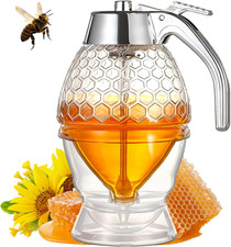 Honey Dispenser with Stand, 8Oz No-Drip Honeycomb Glass Jar (8Oz) picture