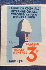 PARIS 1931 COLONIAL WORLD'S FAIR/EXPO ADMISSION TICKET, RARE MINT CONDITION picture