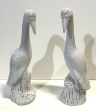 Vintage Antique Pair White Porcelain Water Bird Figures Blanc De Chine France picture