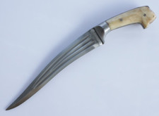 Wootz Steel Blade Bone Handle Kard Khanjar Dagger Pesh-Kabz Mughal picture
