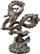 Vintage Chinese Dragon Solid Pure Bronze Ornaments Realistic Fierce Office Decor picture
