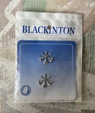 Blackinton J53 Nickel Plate 3 Crossed Fire Bugles Collar Insignia Pins - NEW picture