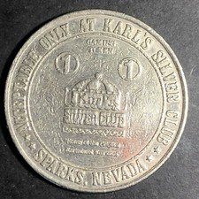 1979 37mm Plated Brass $1 Karl's Silver Club Sparks, NV Gaming / Slot Token picture
