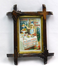 VAN DUZERS FRUIT EXTRACTS Vintage Trade Card Wooden Frame Advertisement picture