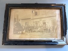 Antique c1900 European Steam Locomotive Railway Station Group Photo Framed 9.5x6 picture
