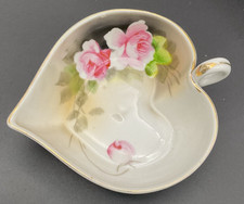 Vintage Hand Painted Floral Heart Shaped Handled Noritake Nappy Trinket Dish picture