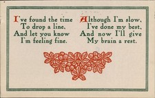 Linen Motto Postcard Lewis Printing Co Albert Lea MN Poem Drop a Line picture