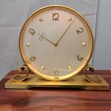 Vintage Imhof Swiss Made Brass Desk/Mantel Clock 8-Day 15 Jewels Running picture