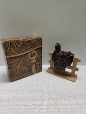 Vintage Avon Western Saddle Wild Country After Shave 5 oz Full Bottle Box Stand picture