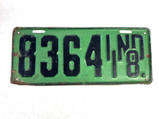 Vintage 1918 Indiana License plate tag Nice 4 digit original paint 8364 picture