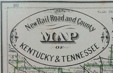 Vintage 1883 KENTUCKY TENNESSEE Map 13