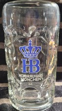 1 Liter Hofbräuhaus München clear glass dimple beer stein picture