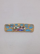 Vintage Italian Enameled Gold Washed 800 Silver Comb picture