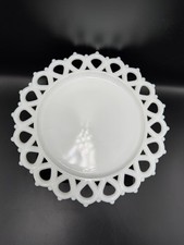 Vintage Milk Glass Plate With Open Lace Edge 8.5” unmarked  picture