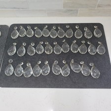 Lot of 42 Antique Vintage Chandelier Crystal Prisms Tear Drop Glass Dangles picture