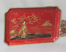 1930s Vintage Beautiful Lady Litho Printed Barware Serving Tin Tray Decorative picture