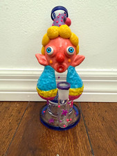 8.5” Premium Glass Water Pipe Clown Elf Glow in Dark 14mm picture