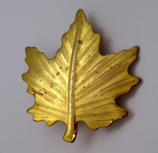 Vintage Gold Tone Leaf Brooch Textured Fall Nature Inspired Jewelry picture